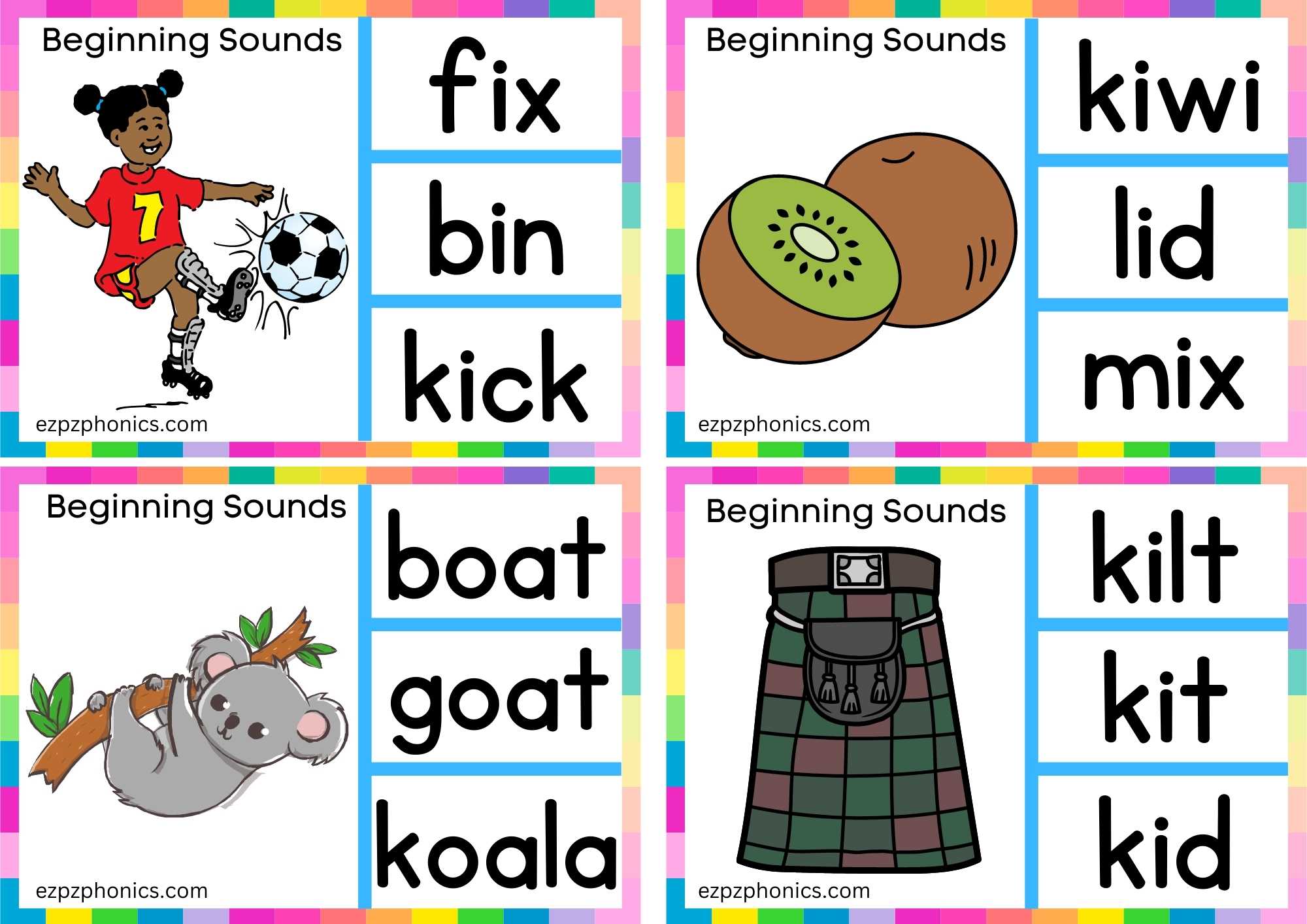 Letter K Look At The Image And Clip The Correct Word Group 2